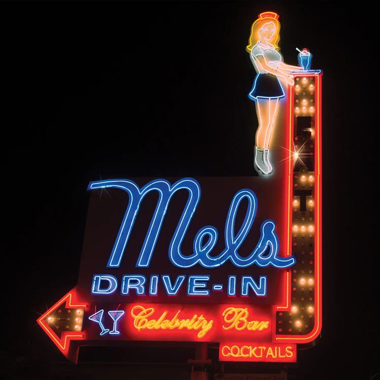 Mel's Drive-In Neon Sign by Zoe Schumacher wall art