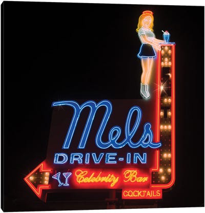 Mel's Drive-In Neon Sign Canvas Art Print - Zoe Schumacher