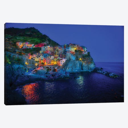 Manarola Of Cinque Terre At Blue Hour Canvas Print #ZSC44} by Zoe Schumacher Canvas Print