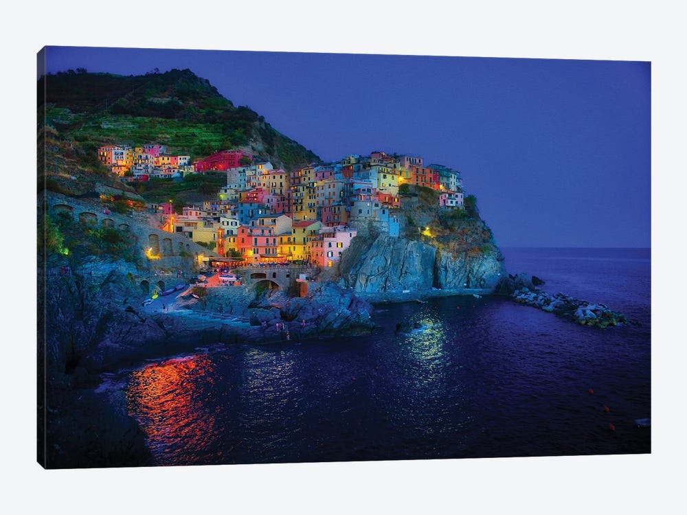 Manarola Of Cinque Terre At Blue Hour by Zoe Schumacher 1-piece Canvas Art