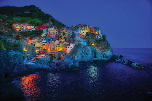 Manarola Of Cinque Terre At Blue Hour