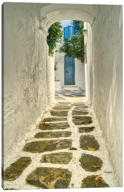 Walkway In Mykonos Canvas Art Print - Greece Art