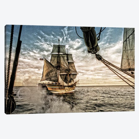 Tall Ship Canon Battle Canvas Print #ZSC78} by Zoe Schumacher Canvas Print