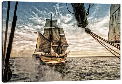 Tall Ship Canon Battle Canvas Art Print
