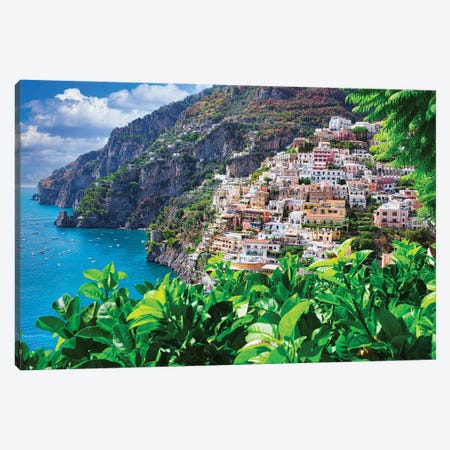Coastline Of Positano, Italy Canvas Print #ZSC96} by Zoe Schumacher Canvas Wall Art