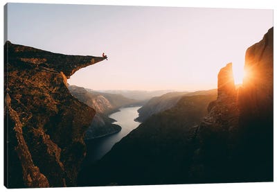 Trolltunga, Norway Canvas Art Print - Mountain Sunrise & Sunset Art