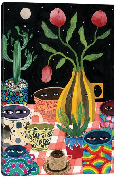 Suspicious Mugs II Canvas Art Print - Cactus Art