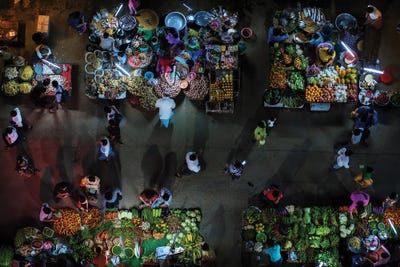 Night Market by Zay Yar Lin framed canvas print