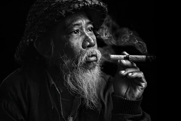 Mongolia: Smoking Old Man by Zay Yar Lin