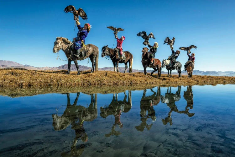 Kzakh Eagle Hunters by Zay Yar Lin wall art