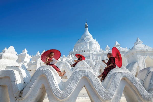 Zay Yar Lin: Novices At The Hsinbyume Pagoda by Zay Yar Lin