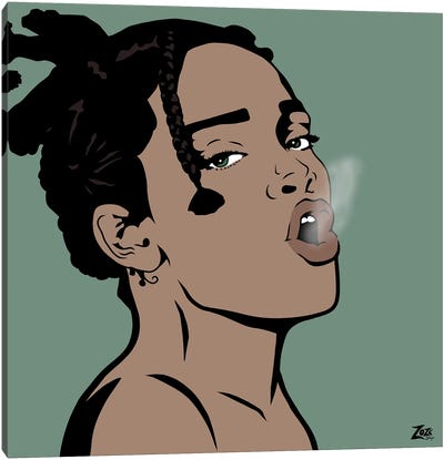 Riri Smokes Canvas Art Print - Rihanna