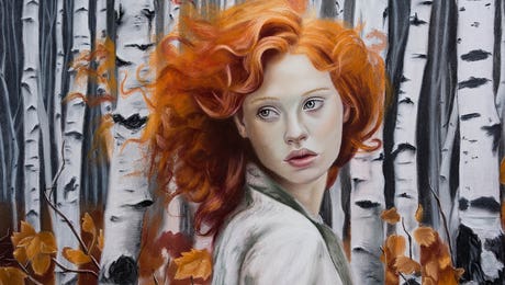 Red Autumn In The Birch Forest by Inna Medvedeva