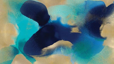 Free Form Blue On Gold by Hannah Carlson