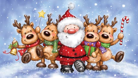 Santa with Reindeers by MAKIKO