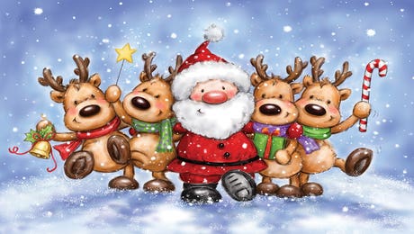 Santa with Reindeers by MAKIKO