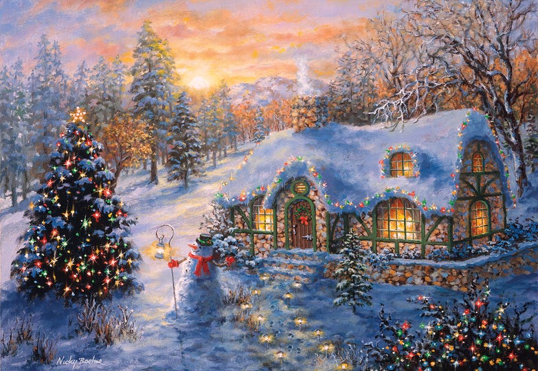 Christmas Cottage I by Nicky Boehme