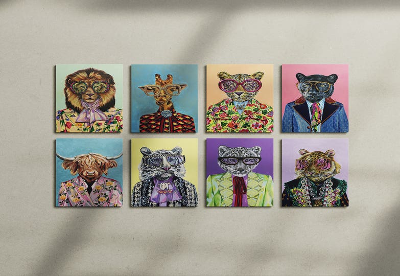 Fashionable Wildlife Gallery Wall Feature