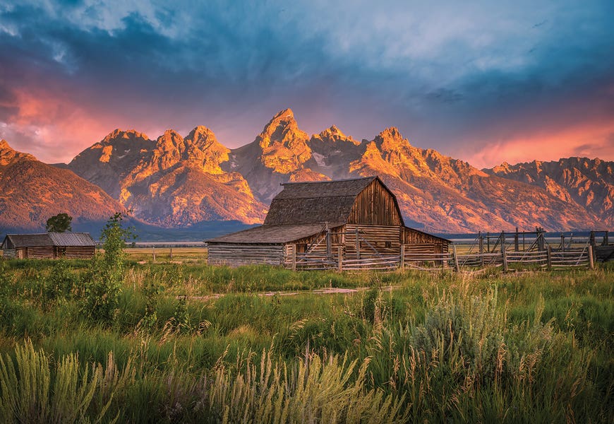 Teton Sunrise At The John Moulton Barn by Christopher Thomas