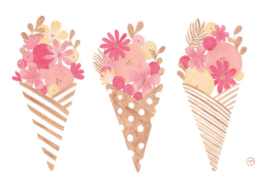 Ice Cream Cones Gold Paper by CreatingTaryn 