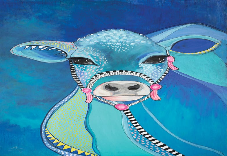 Blue Cow by Emily Reid