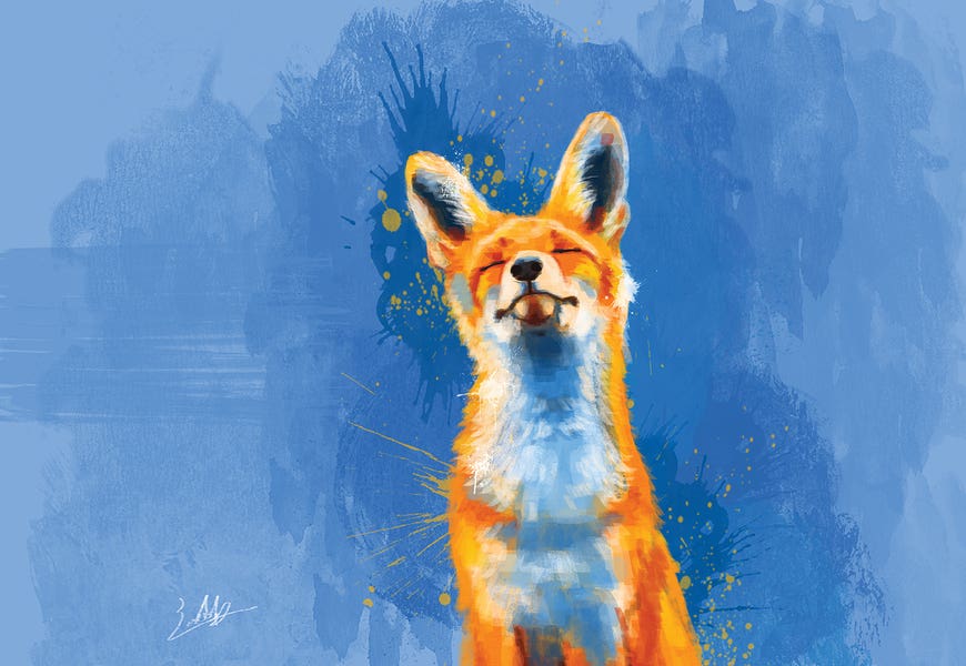 Happy Fox by Flo Art Studio 