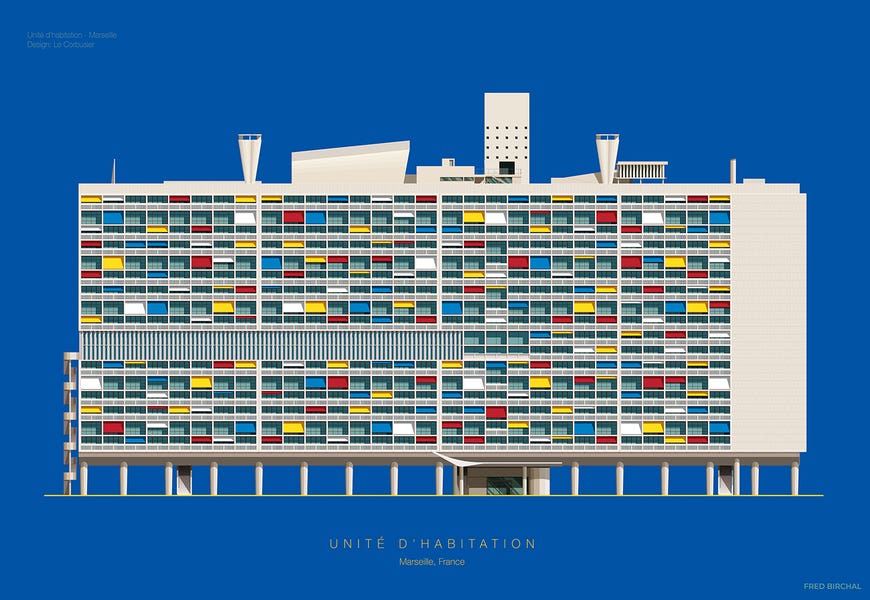 Le Corbusier Unité D'Habitation Marseille, France by Fred Birchal