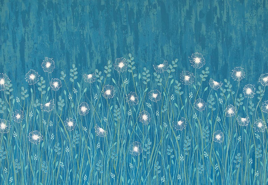 Dandelions On Blue  by Lisa Frances Judd
