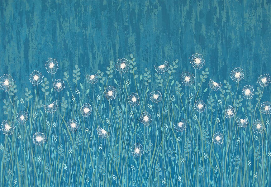 Dandelions On Blue  by Lisa Frances Judd