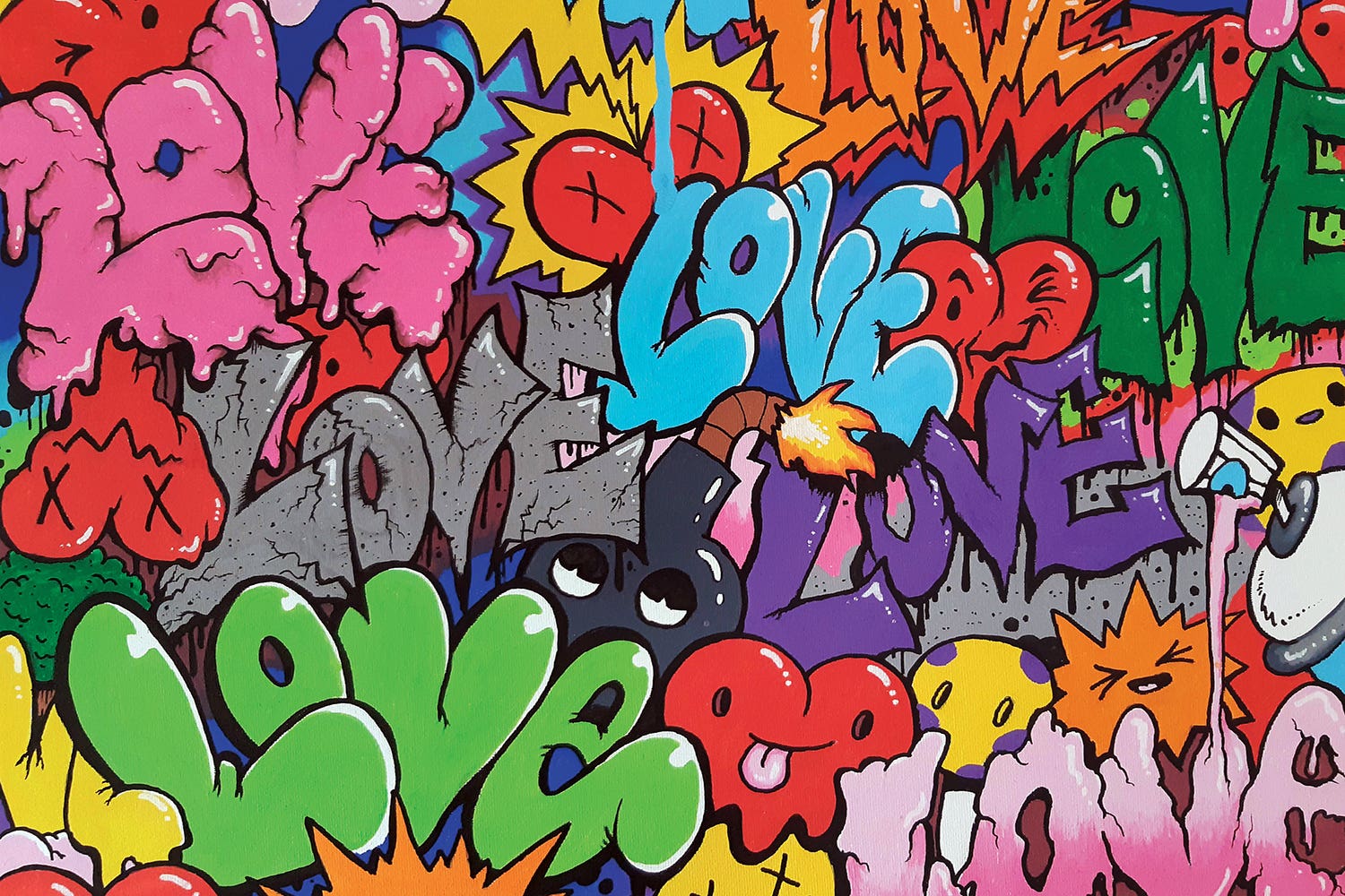 Graffiti Love Canvas Wall Art by Ross Hendrick | iCanvas