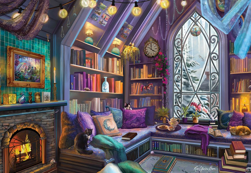 Cozy Winter Book Nook by Rose Khan
