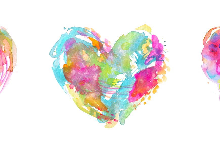 Messy Watercolor Heart Triptych by Stephanie Corfee