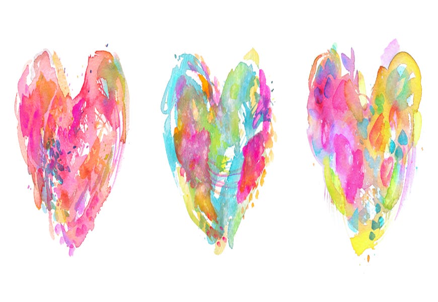 Messy Watercolor Heart Triptych by Stephanie Corfee
