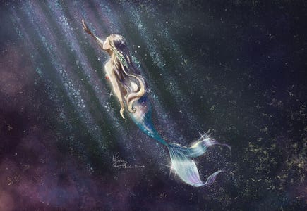 Ste-Anne Mermaid Swimming by iCanvas Artist Anastasia Tsai