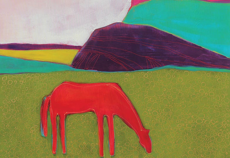 Landscape With A Red Horse by Tatyana Ausheva