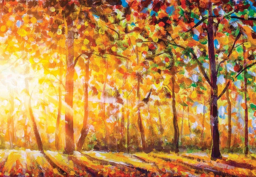 Extra Wide Panorama Of Gorgeous Forest In Autumn by Valery Rybakow