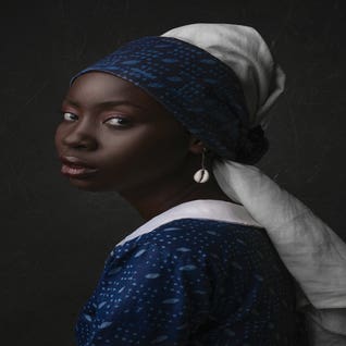 Lady With The Shell Earrings by ADENIRAN ADESANYA