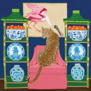 Chinoiserie Leopard In Living Room by Green Orchid Boutique
