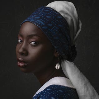 Lady With The Shell Earrings by ADENIRAN ADESANYA