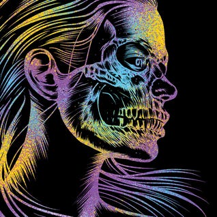 Skull Girl Colorful by Alberto Perez