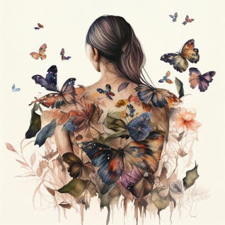 Watercolor Butterfly Woman Body IV by Chromatic Fusion Studio