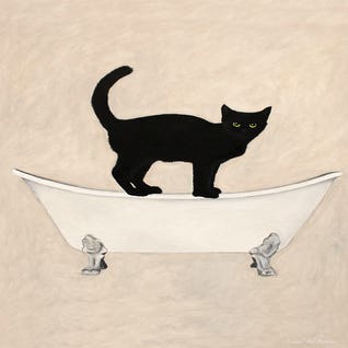 Black Cat On Bathtub by Coco de Paris