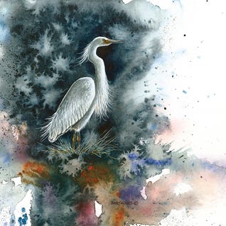 Misty Egret by Dave Bartholet