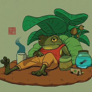 A Tired Frog and His Son by iCanvas Artist Dingzhong Hu
