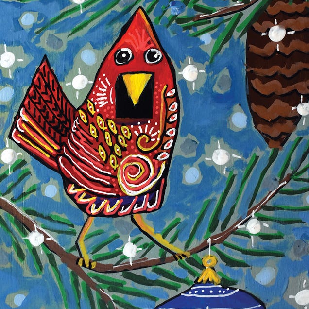 Christmas Red Bird by iCanvas Artist David Hinds