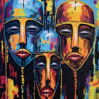 African Culture Trio of Faces by DionJa'y