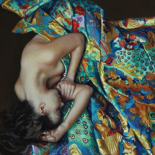 Girl In A Blue And Green Kimono by Evan Wilson