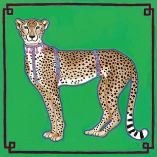 Chinoiserie Cheetah On Green by Green Orchid Boutique