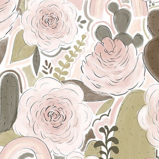 Rainbow Cactus Florals by iCanvas Artist Katie Bryant