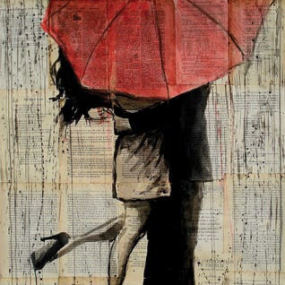 Red Umbrella by Loui Jover